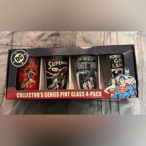 DC Superhero Pint Glass Set - Red, Blue, Black, Gray